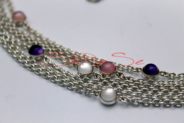 Kette Montblanc Cabochone Solid 925 Sterling-Silber - Collier Art.-Nr. 106865