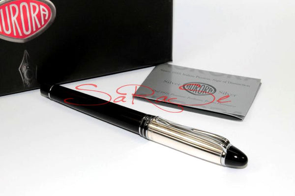 Füllfederhalter Aurora Ipsilon De Luxe Edelharz Schwarz Zierteile Chrom  Kappe 925 Sterling-Silber M-Feder - Füller Art.-Nr. B14CN