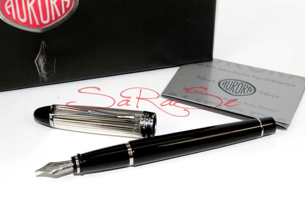 Füllfederhalter Aurora Ipsilon De Luxe Edelharz Schwarz Zierteile Chrom  Kappe 925 Sterling-Silber M-Feder - Füller Art.-Nr. B14CN
