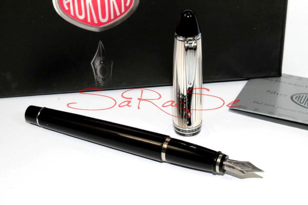 Füllfederhalter Aurora Ipsilon De Luxe Edelharz Schwarz Zierteile Chrom  Kappe 925 Sterling-Silber M-Feder - Füller Art.-Nr. B14CN