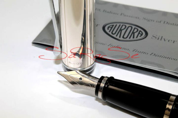 Füllfederhalter Aurora Ipsilon De Luxe Edelharz Schwarz Zierteile Chrom  Kappe 925 Sterling-Silber M-Feder - Füller Art.-Nr. B14CN