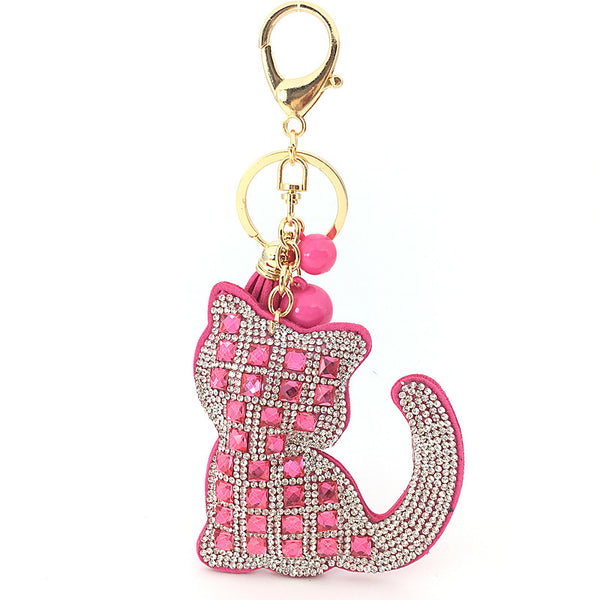 Crystal Cat Bag Charm Keychain