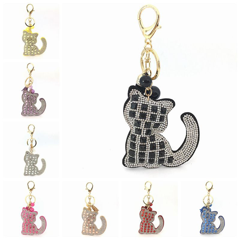 Crystal Cat Bag Charm Keychain