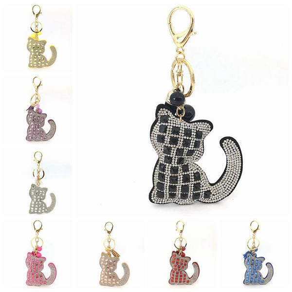 Crystal Cat Bag Charm Keychain