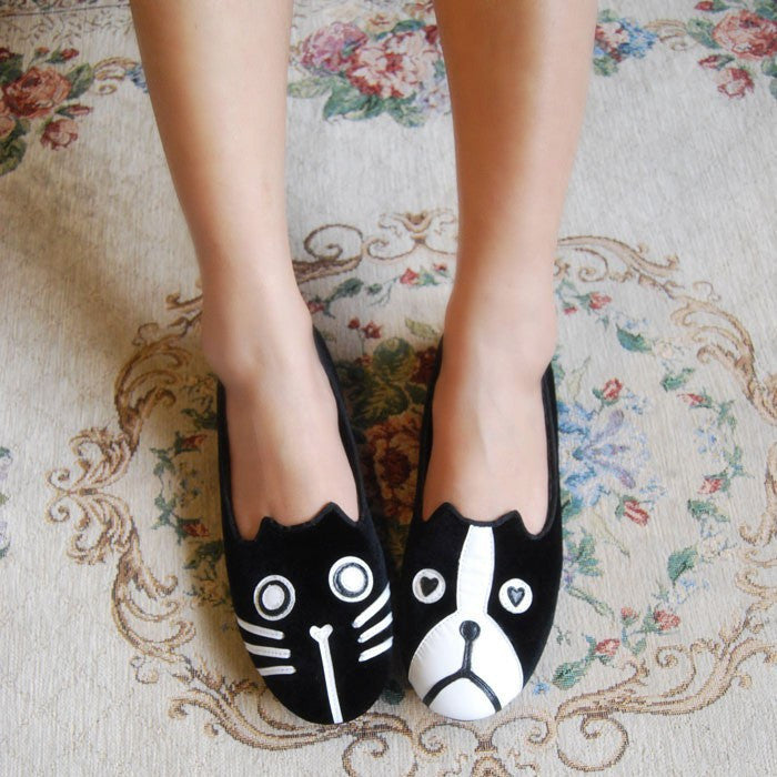 Cat and Dog Suede Flats