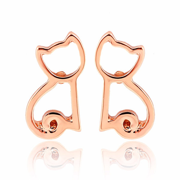 Rose Gold Kitten Stud Earrings