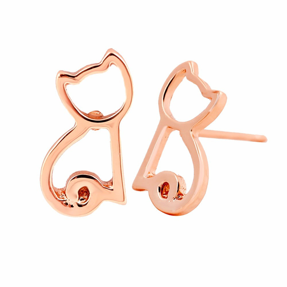 Rose Gold Kitten Stud Earrings