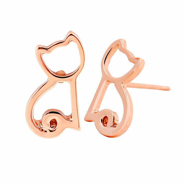 Rose Gold Kitten Stud Earrings