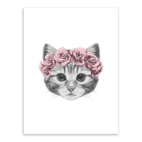 Flower Crown Kitten Print