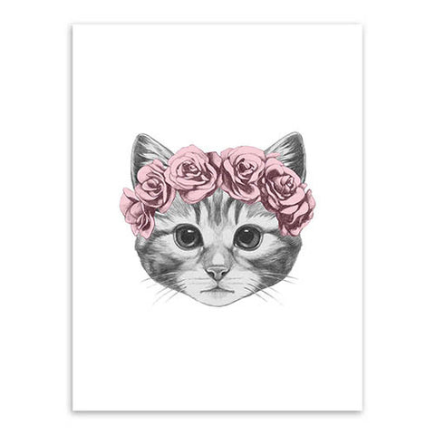 Flower Crown Kitten Print