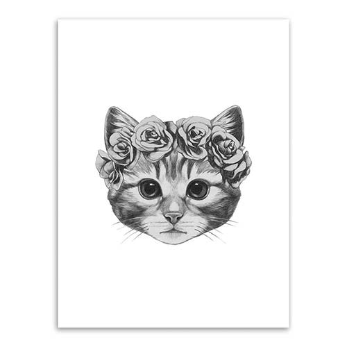 Flower Crown Kitten Print
