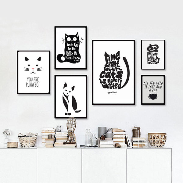 Black and White Cat Prints