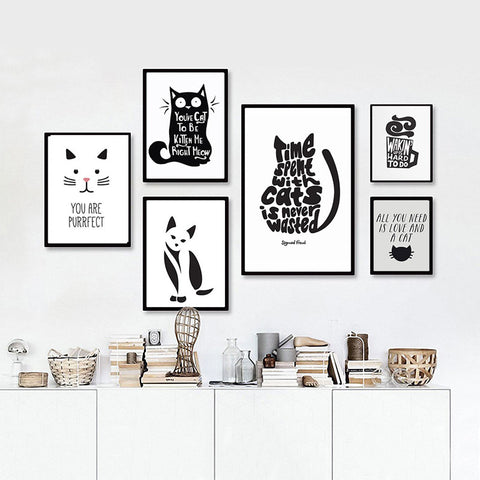 Black and White Cat Prints