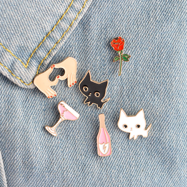 Cats and Wine Set of 6 Pins