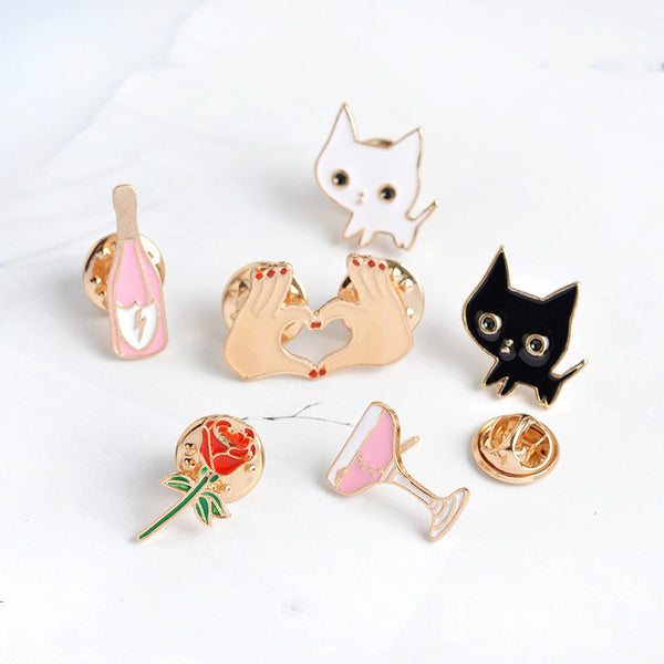 Cats and Wine Set of 6 Pins