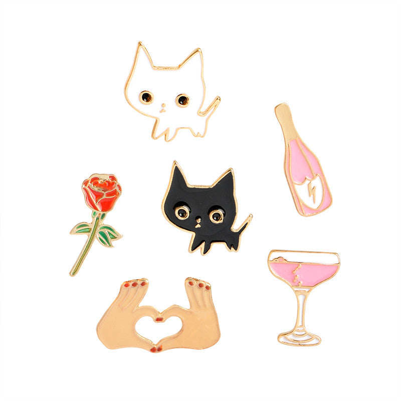 Cats and Wine Set of 6 Pins