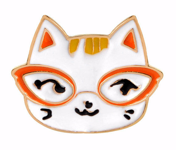 Glasses Cat Enamel Pin