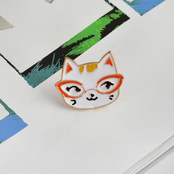 Glasses Cat Enamel Pin