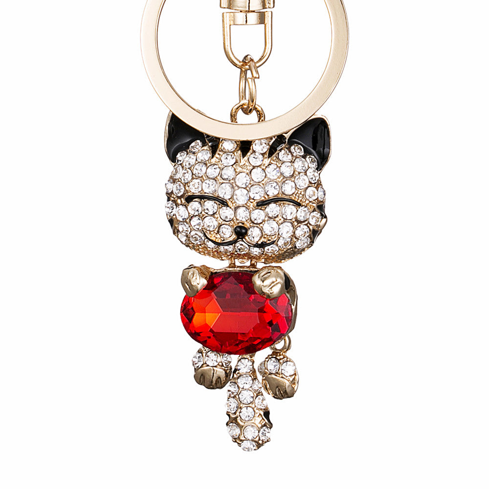 Gem Stone Kitten Bag Charm Keychain