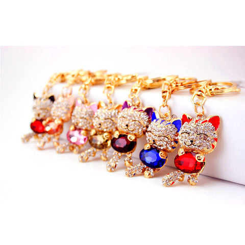Gem Stone Kitten Bag Charm Keychain