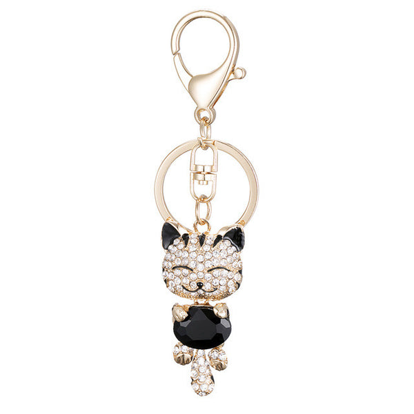 Gem Stone Kitten Bag Charm Keychain