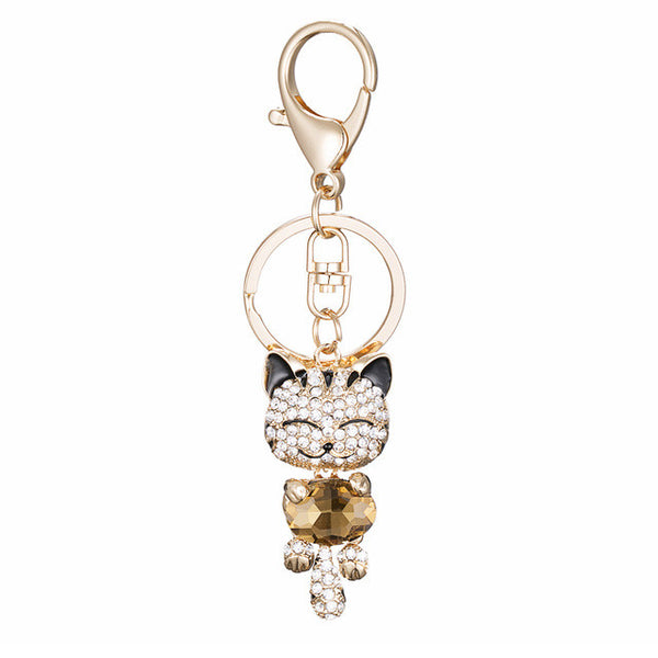 Gem Stone Kitten Bag Charm Keychain