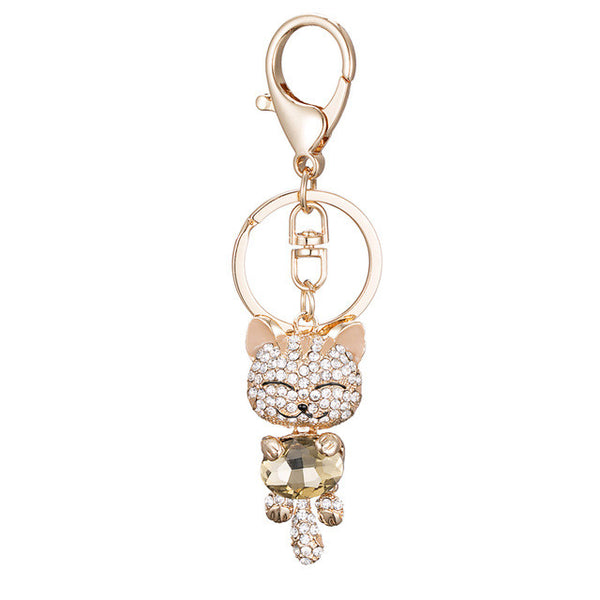 Gem Stone Kitten Bag Charm Keychain