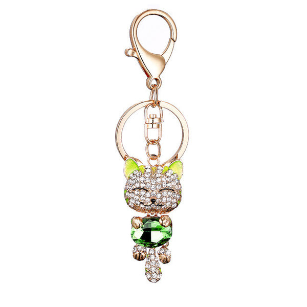 Gem Stone Kitten Bag Charm Keychain