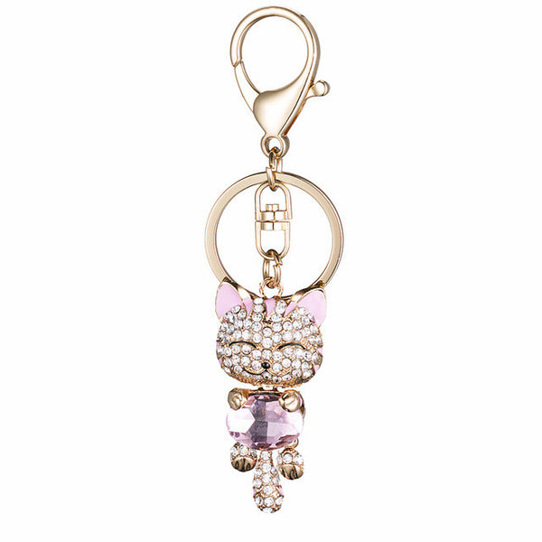 Gem Stone Kitten Bag Charm Keychain