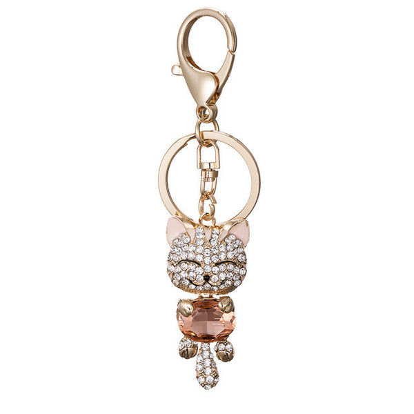 Gem Stone Kitten Bag Charm Keychain