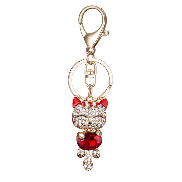 Gem Stone Kitten Bag Charm Keychain