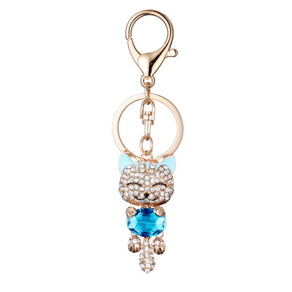 Gem Stone Kitten Bag Charm Keychain