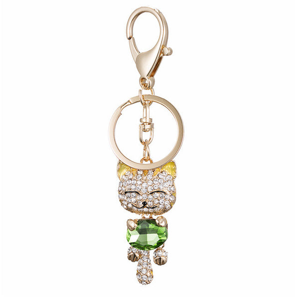 Gem Stone Kitten Bag Charm Keychain