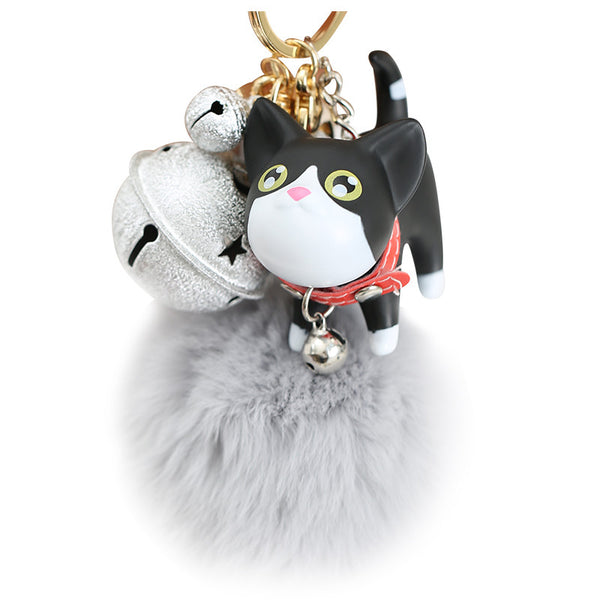 Cat Bell Pom Pom Bag Charm