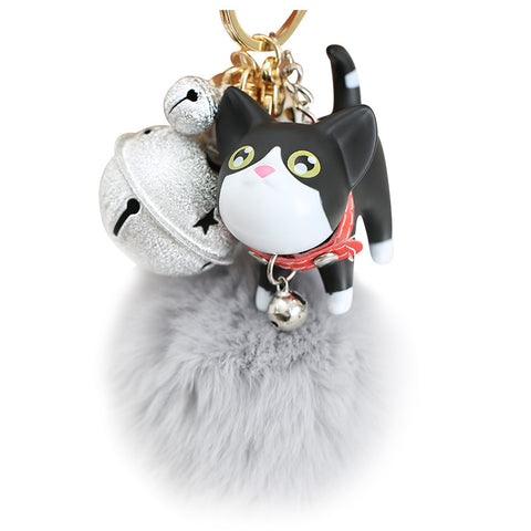 Cat Bell Pom Pom Bag Charm