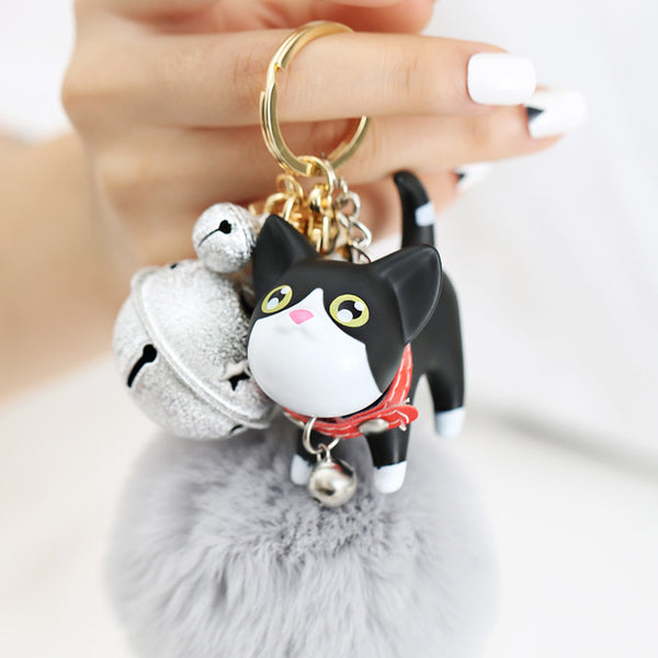 Cat Bell Pom Pom Bag Charm