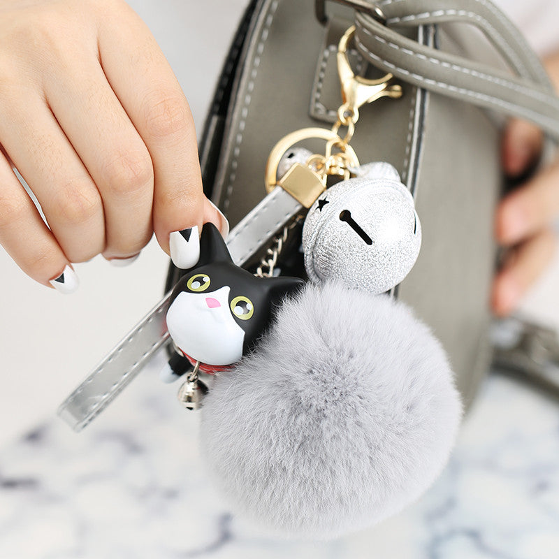 Cat Bell Pom Pom Bag Charm