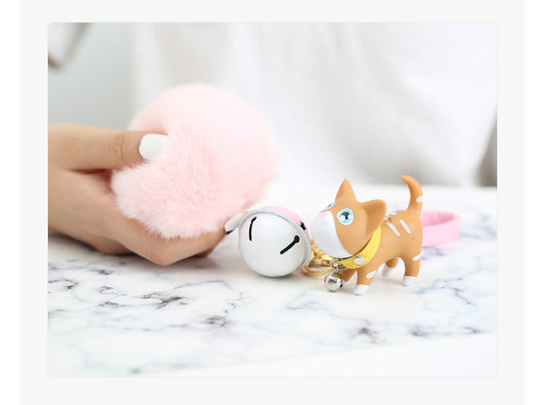 Cat Bell Pom Pom Bag Charm