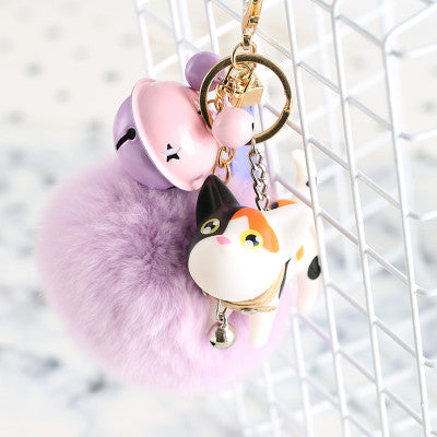 Cat Bell Pom Pom Bag Charm