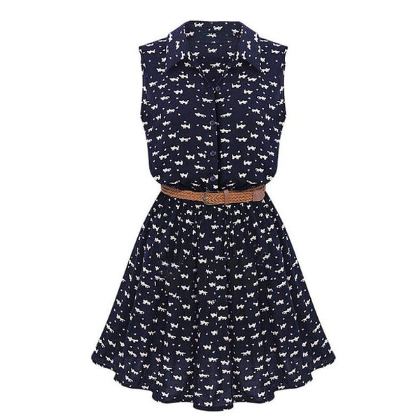 Cat Print Summer Dress