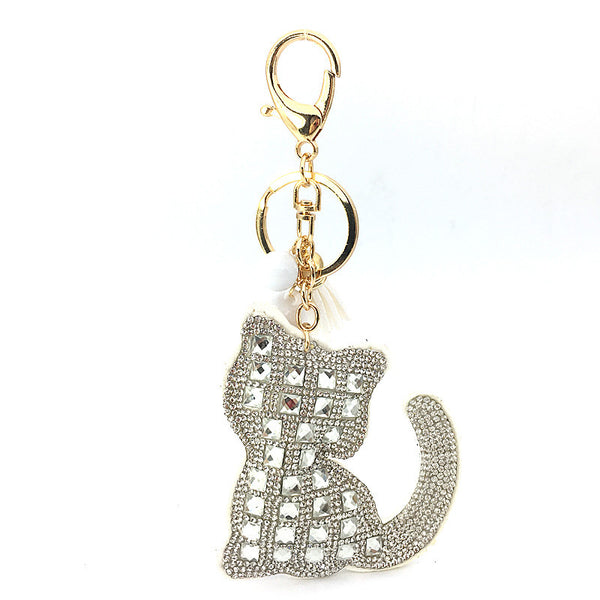 Crystal Cat Bag Charm Keychain