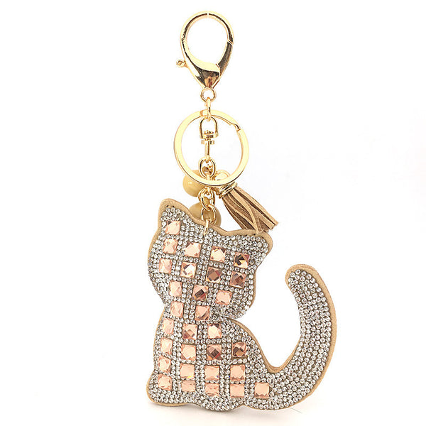 Crystal Cat Bag Charm Keychain