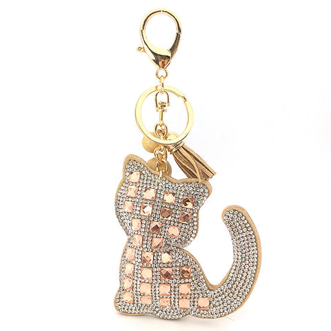 Crystal Cat Bag Charm Keychain
