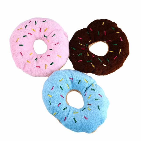 Plush Squeaker Donut Cat Toy