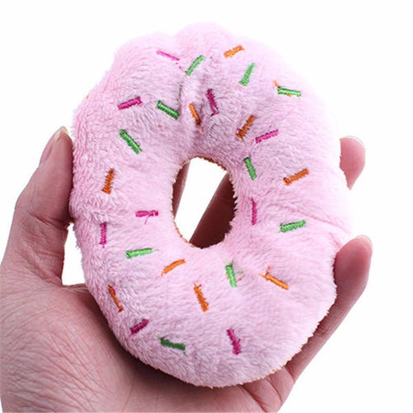 Plush Squeaker Donut Cat Toy