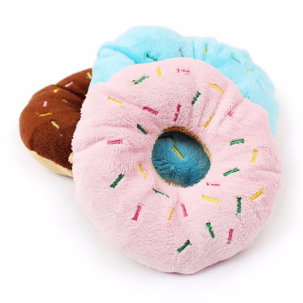 Plush Squeaker Donut Cat Toy