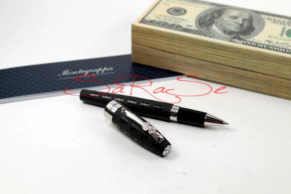 Füllertinte Montegrappa CASH Palladium Lack schwarz - Tintenroller Art.-Nr. ISADCRPC