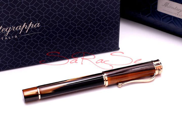 Füllertinte Montegrappa Ducale Edelharz braun Rose-Gold - Tintenroller Art.-Nr. ISDURRRW